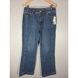 Talbots Relaxed Bootcut Jeans Mid Rise Slimming Panel Blue Denim 10P Petite NWT